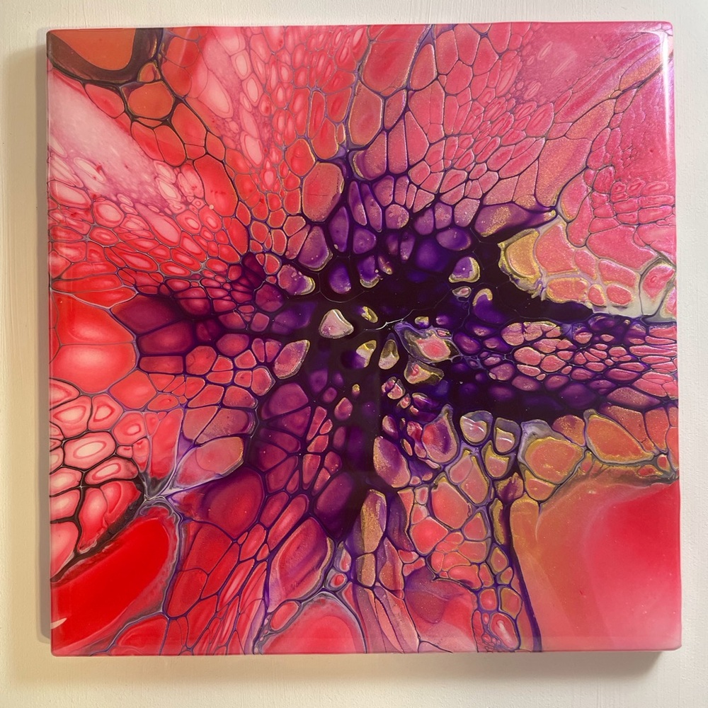 Wall Abstract Art Chizuko Art Fluid Tile Art Framed Matted Signed - Picture 14 of 14